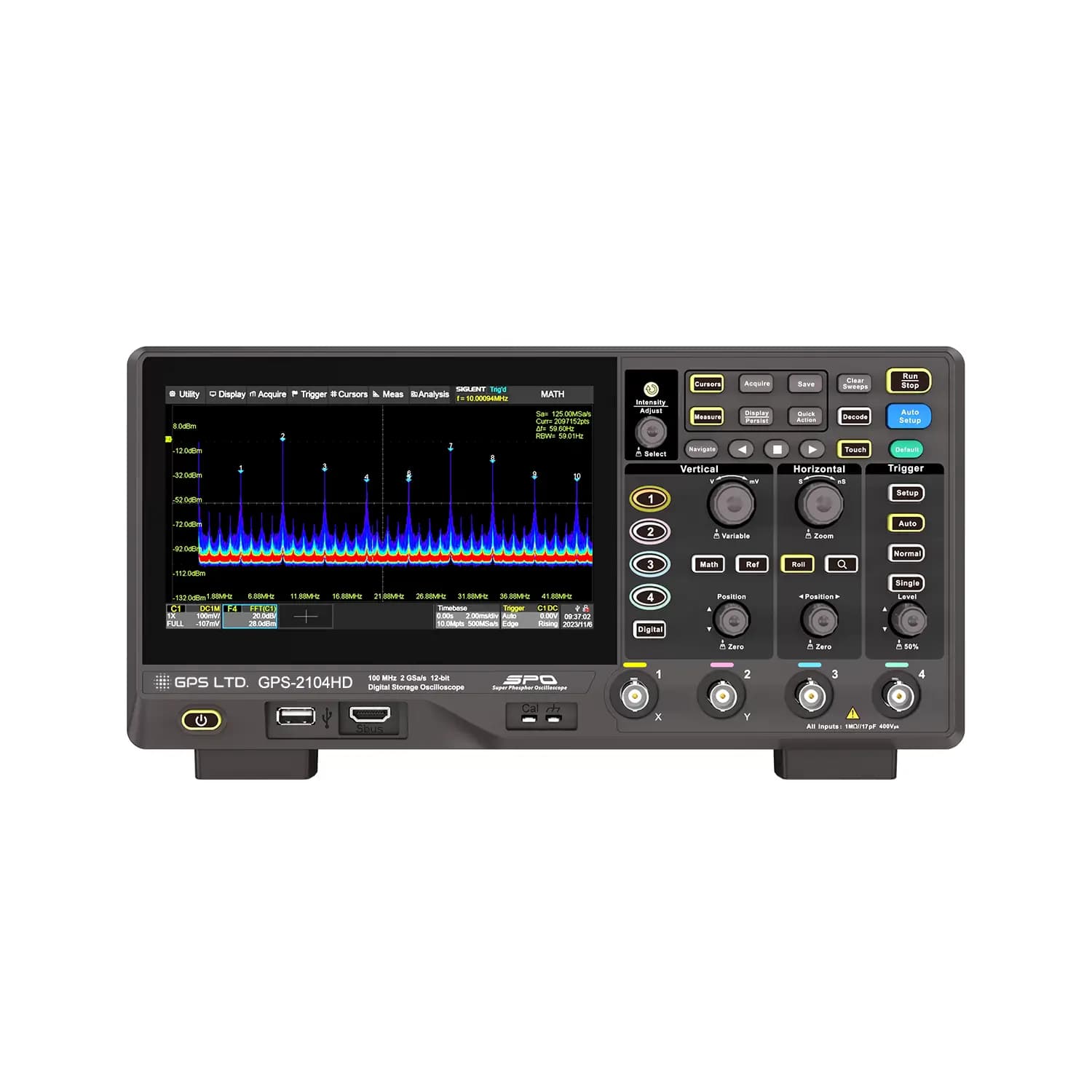 اسیلوسکوپ 100MHz چهار کاناله جی پی اس GPS-2104HD — تصویر ۲