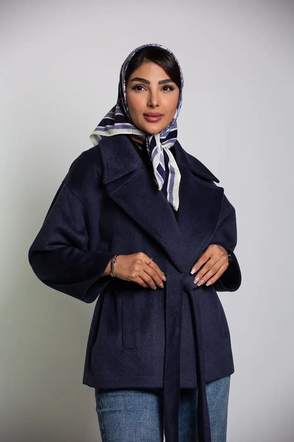 پالتو کت جناقی کمربند دار — تصویر ۷