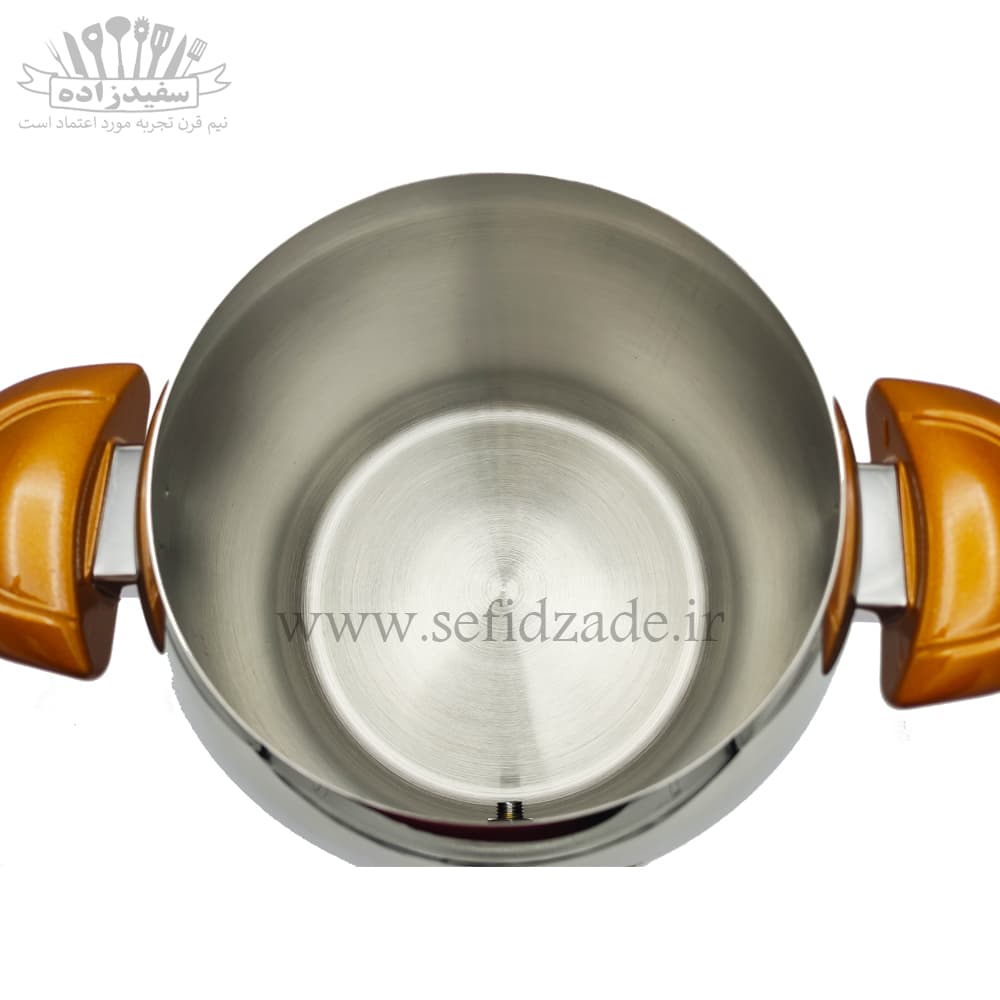 کتری و قوری استیل دستی لوکس دسته عسلی 5 لیتری — تصویر ۳