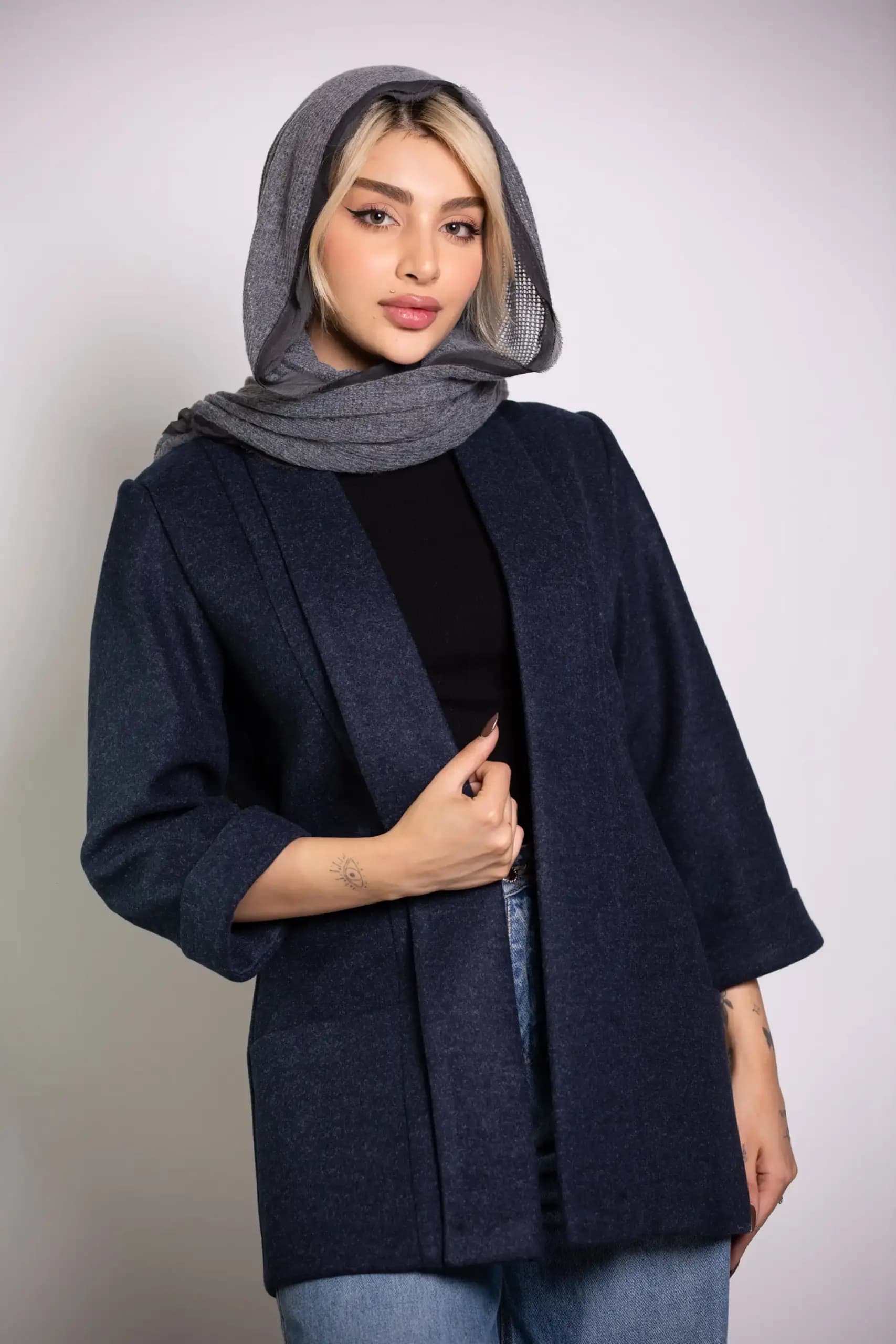 پالتو فوتر زنانه یقه شالی — تصویر ۸
