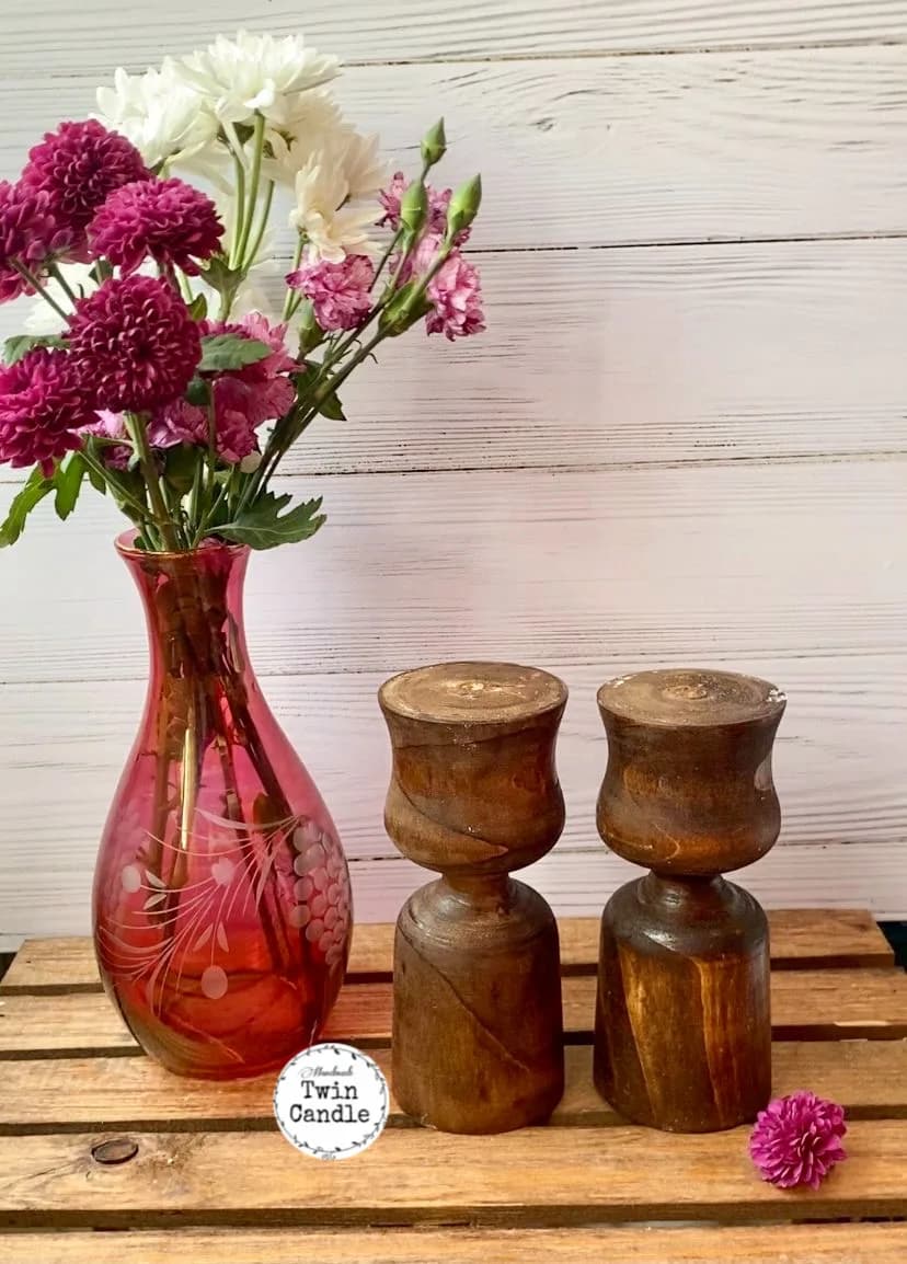 جا شمعی چوبی شمع استوانه