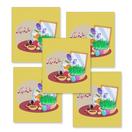 برچسب طرح سال نو مدل کرم سایز ۴.۸×۴.۳