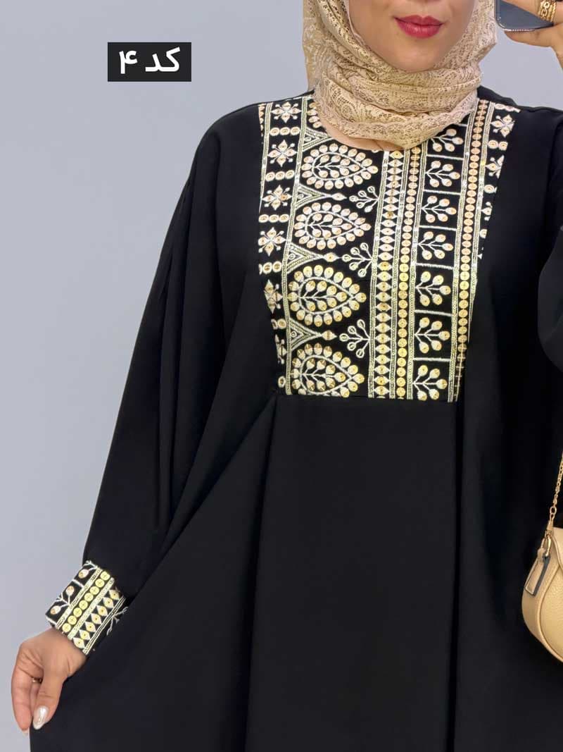 مانتو عبایی کرپ ژینا کد 968166 — تصویر ۴