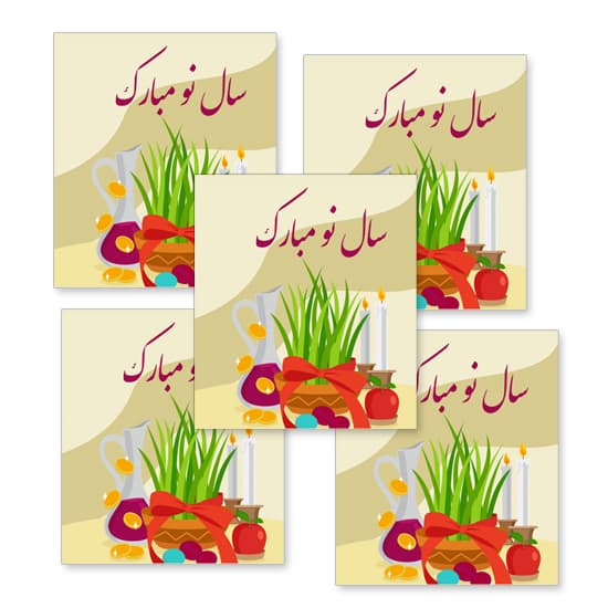 برچسب طرح سال نو مبارک مدل کرم سایز ۴.۸×۴.۳