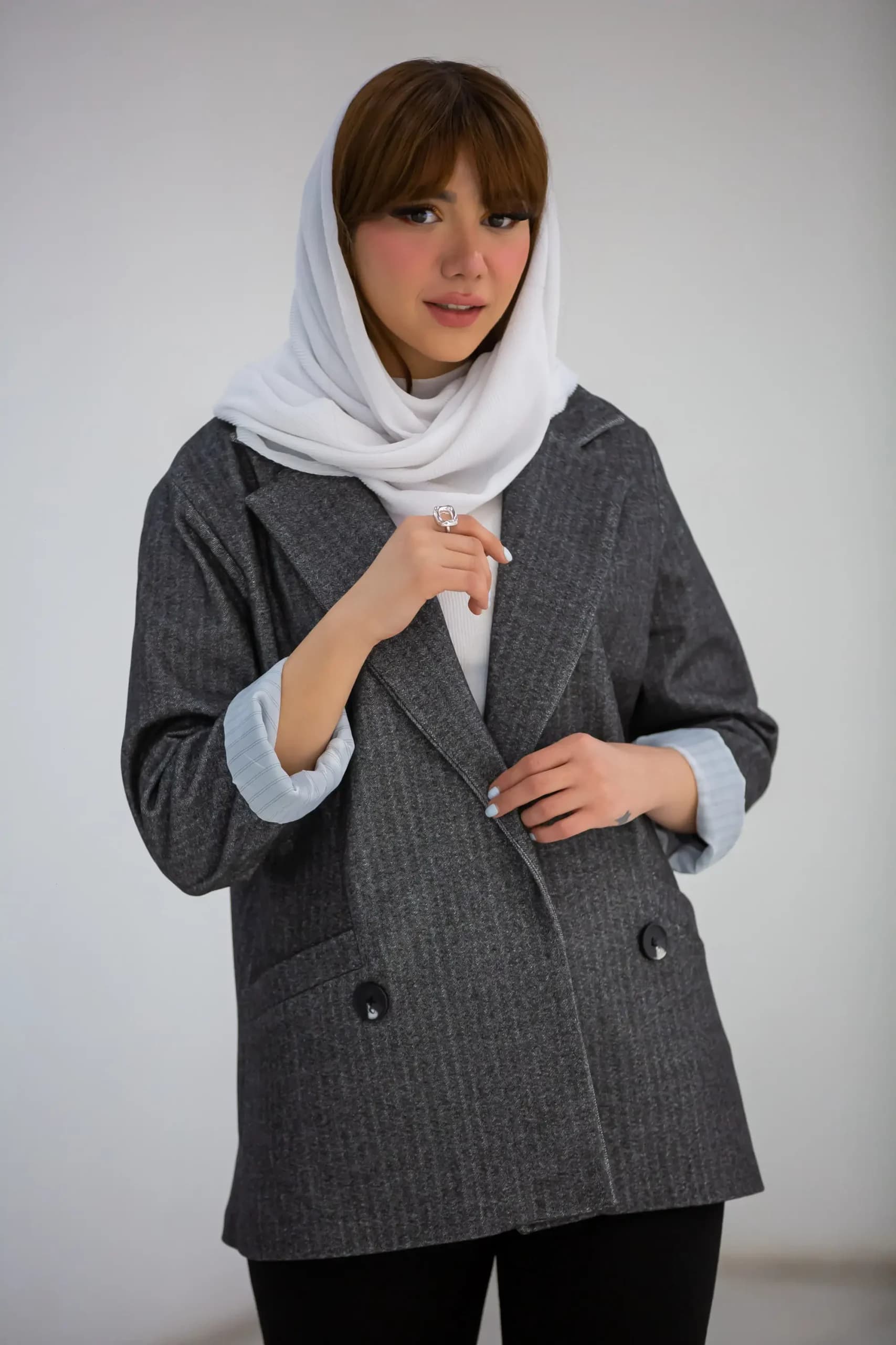 کت زنانه خط خطی — تصویر ۳