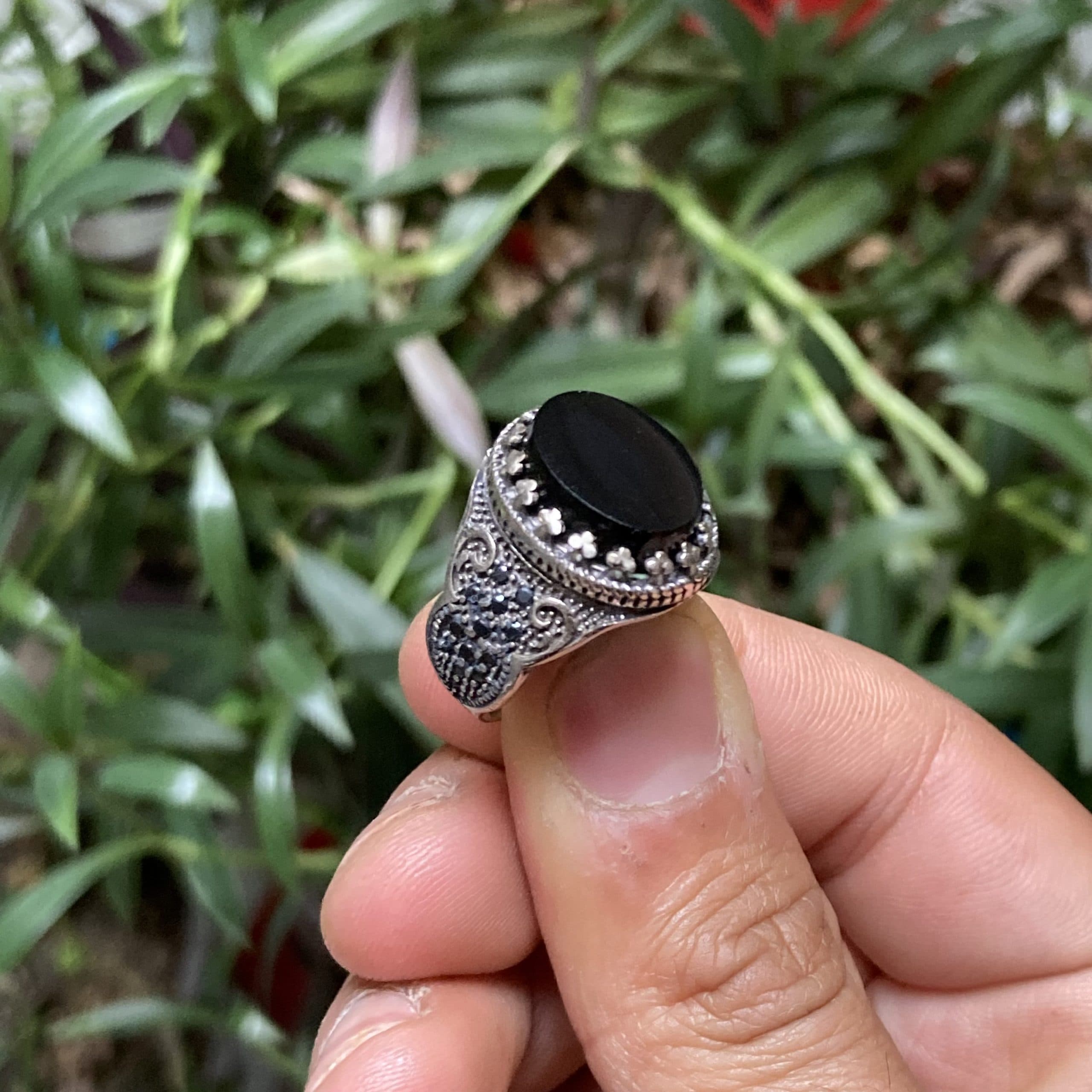 انگشتر مردانه عقیق سیاه خراسان (AN40) — تصویر ۲