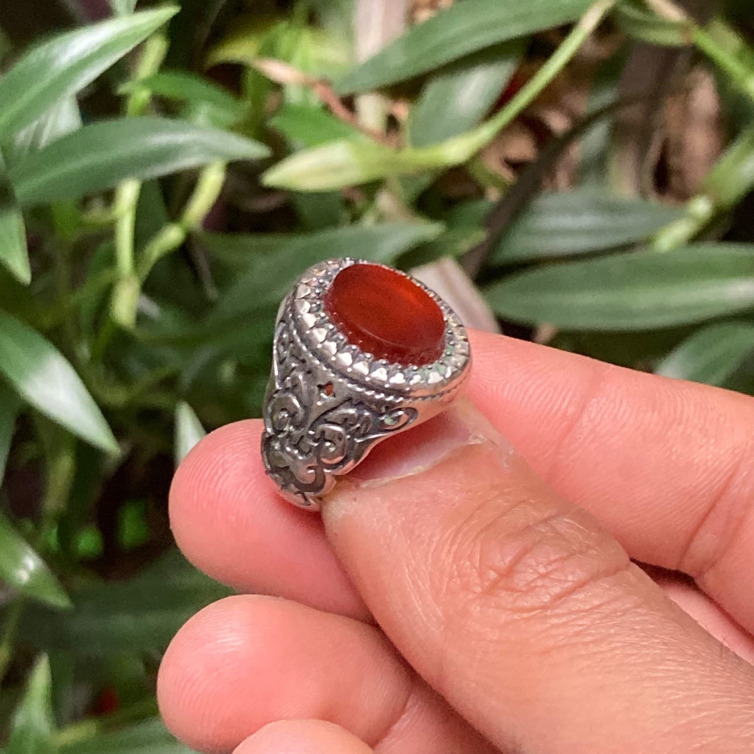 انگشتر مردانه عقیق سرخ خراسان (AN38) — تصویر ۲