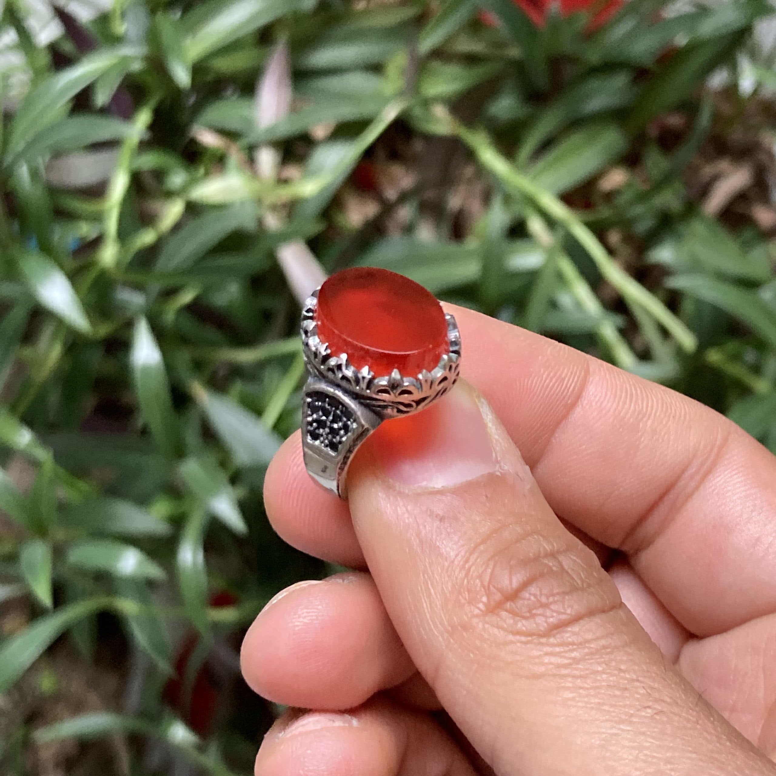 انگشتر مردانه عقیق سرخ خراسان (AN36) — تصویر ۲