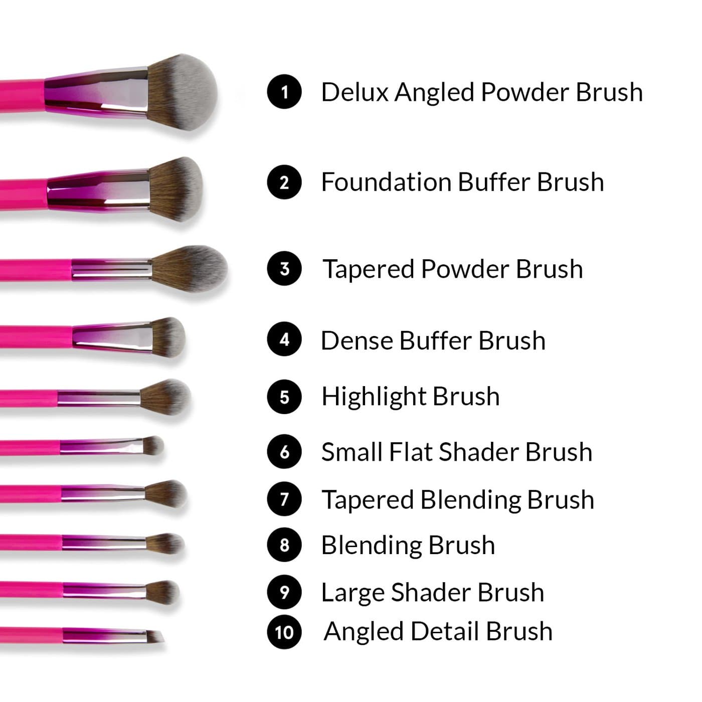 ست براش نئونی استنددار bh cosmetics (10 تیکه) — تصویر ۳
