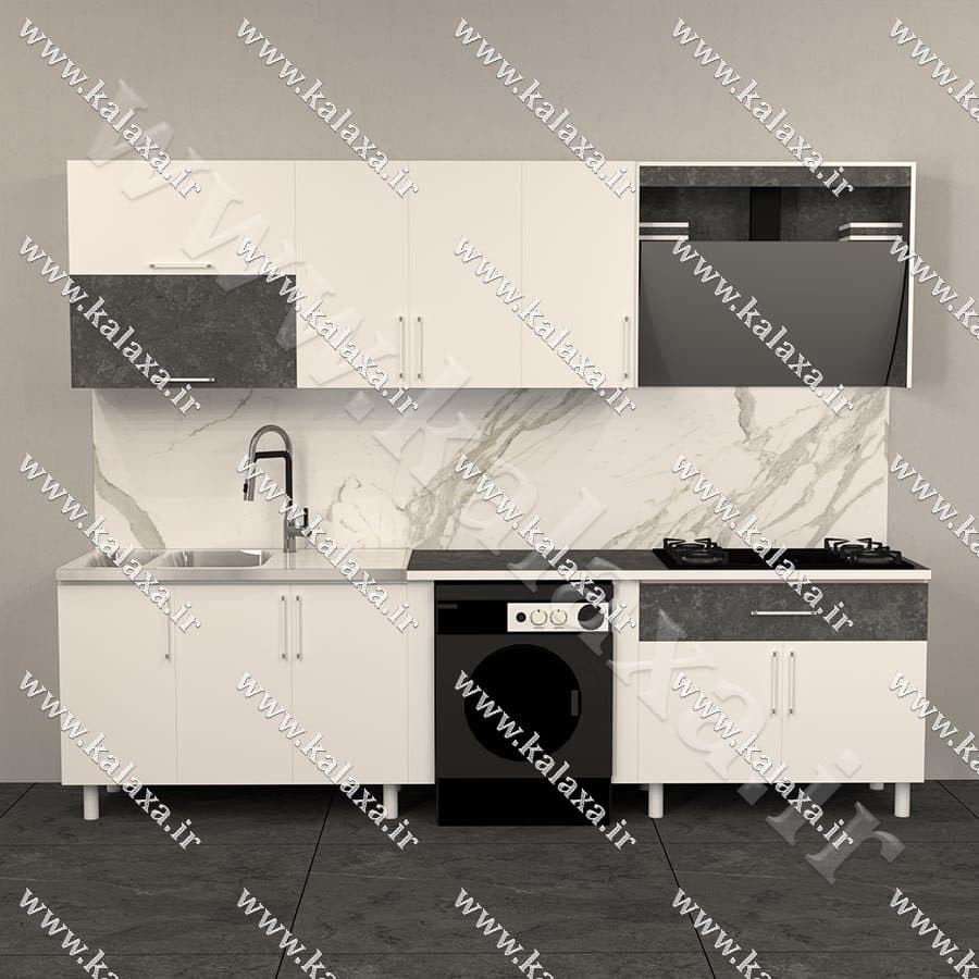 کابینت اماده نئوپان 3 متری دستگیره ای دارای جای لباسشویی