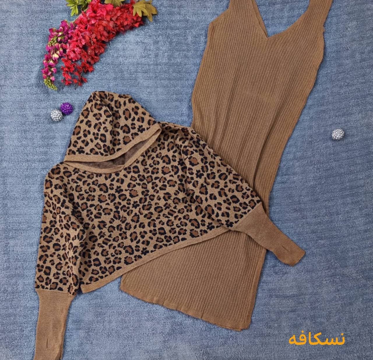 ست بافت کراپ کلاهدار فینگردار و سارافون کد 43995 ارسال رایگان — تصویر ۴