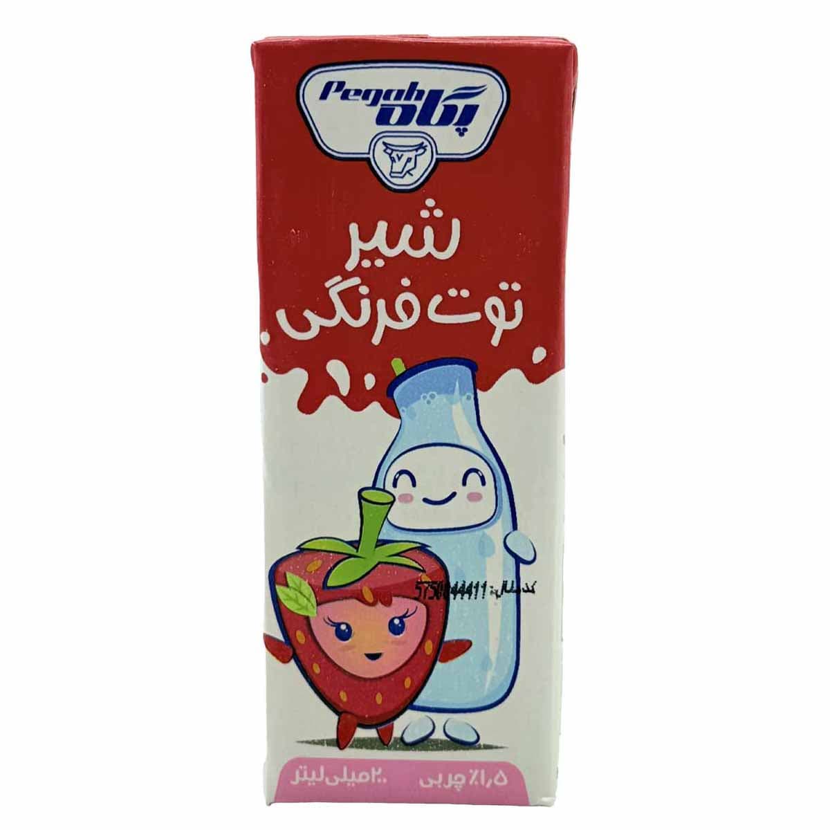 شیر توت فرنگی پاکتی پگاه 200 میلی لیتر