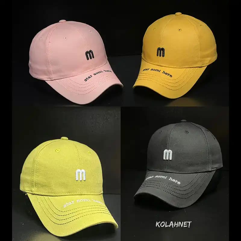 کلاه بیسبالی کتان طرح m کد 5430 — تصویر ۲
