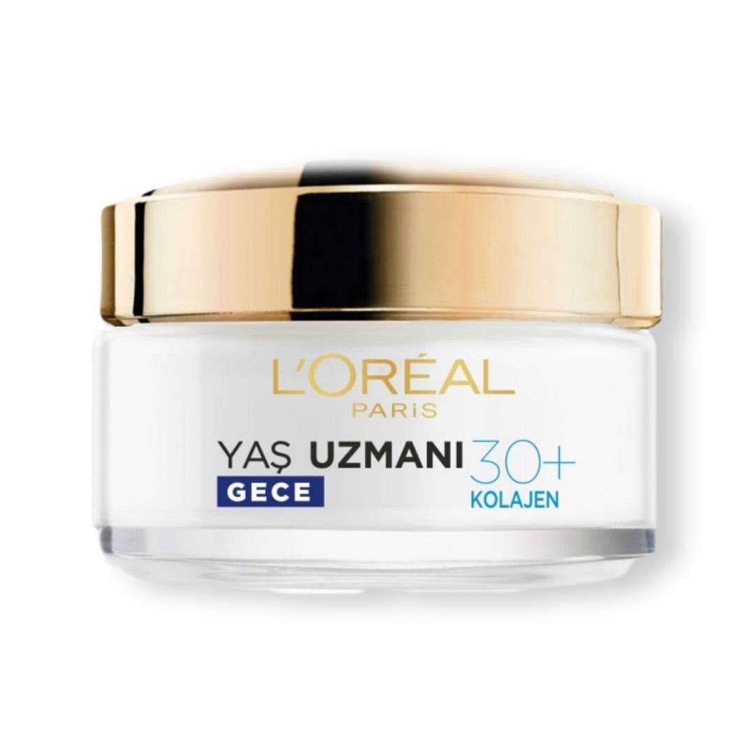 کرم کاسه ای ضدچروک شب مثبت سی سال لورآلپاریسLOREAL Paris مدل +30 Kolajen Gece حجم 50 میل