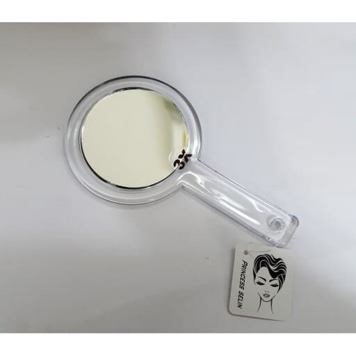 آینه آرایشی شاین دار دسته دار 3x رنگ آبی روشن