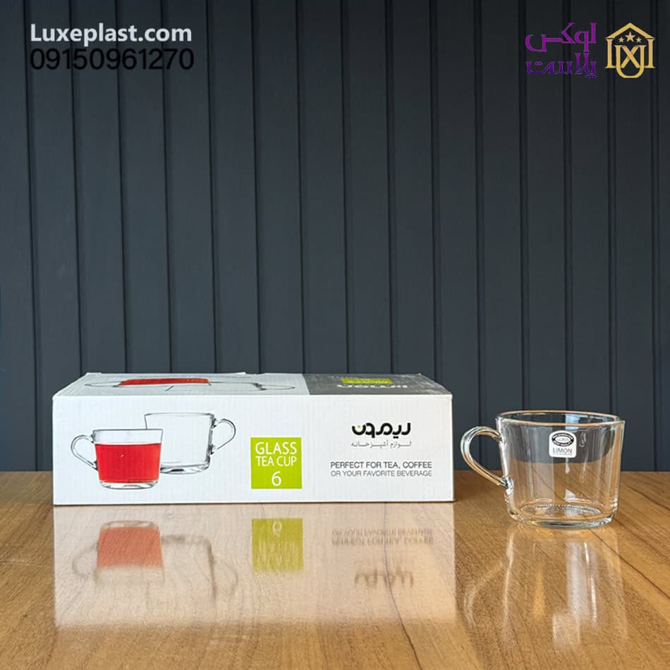 لیوان شیشه ای دسته دار 285 سی سی لیمون کد2282 — تصویر ۳