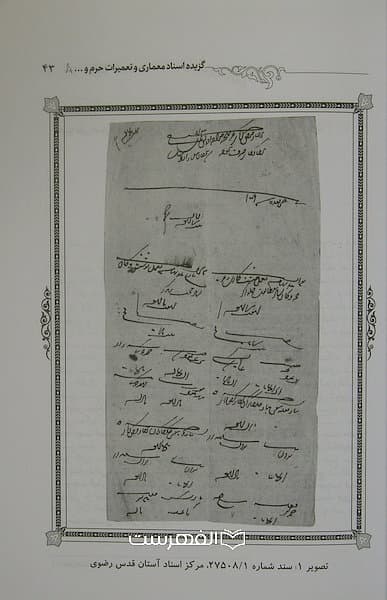 گزیده اسناد معماری و تعمیرات حرم و اماکن متبرکه رضوی (از صفویه تا قاجاریه) / اعظم نظرکرده — تصویر ۲