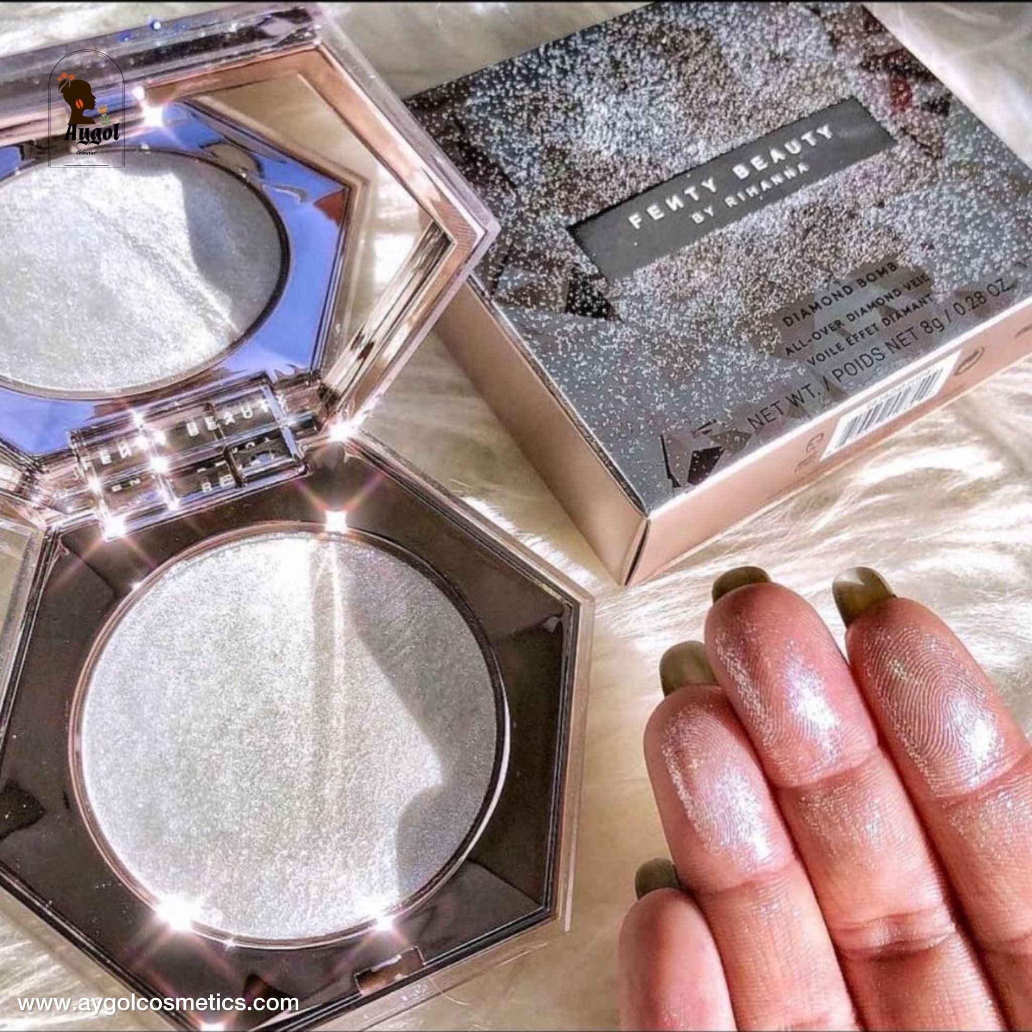 هایلایتر فنتی بیوتی مدل دیاموند بمب الماس Fenty beauty by Rihanna diamond bomb all_over diamond veil — تصویر ۴