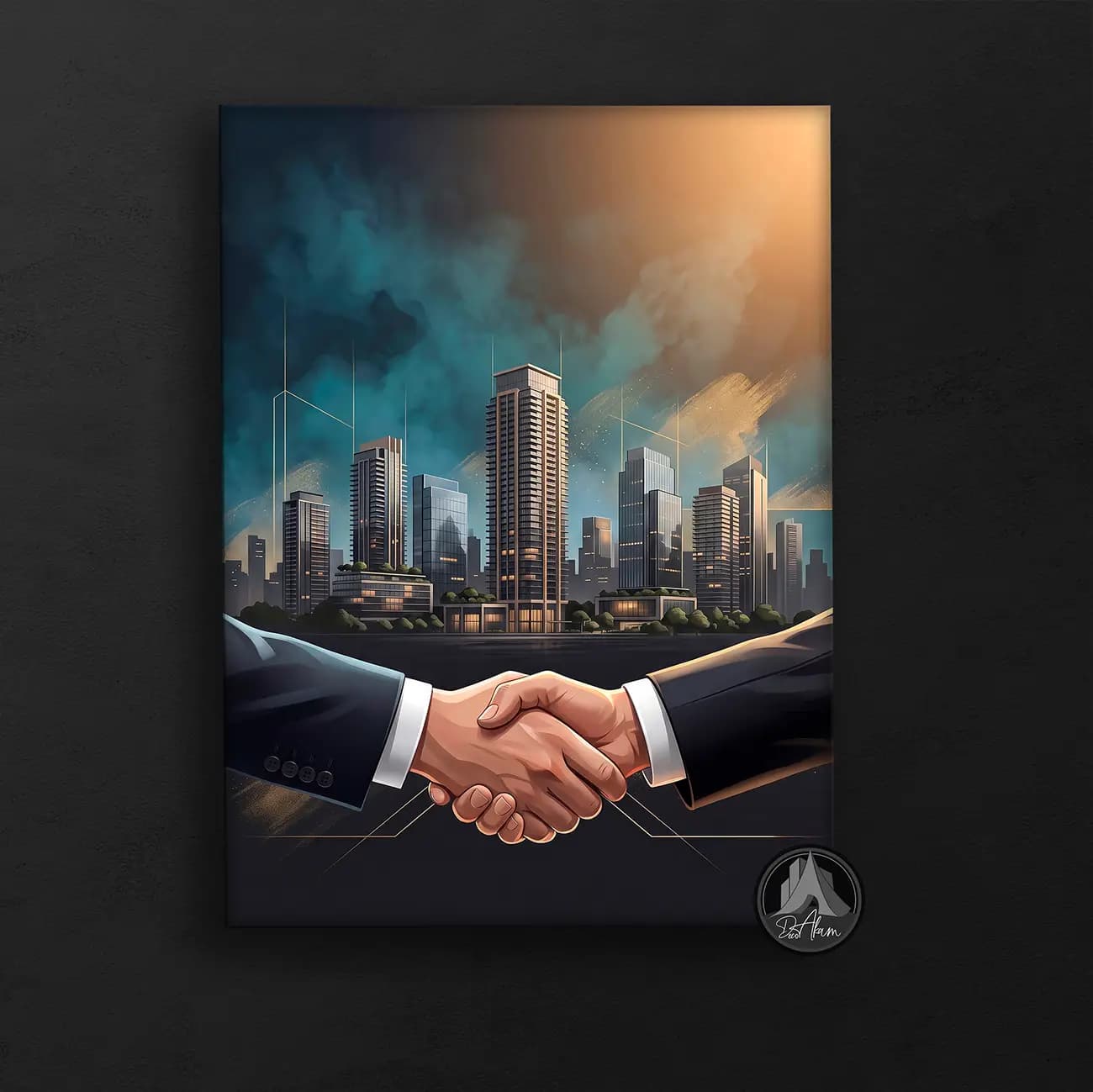 تابلو دکوراتیو املاک طرح قرارداد و دست دادن کد DA-8010 | مناسب دفتر مشاور املاک — تصویر ۸