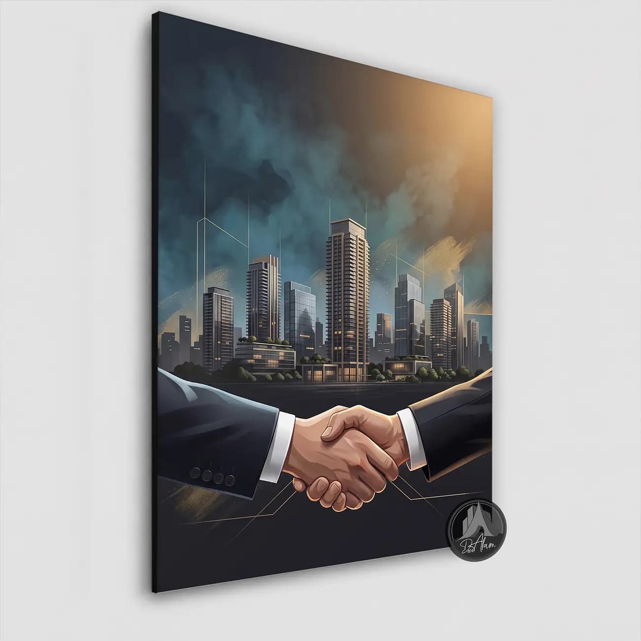 تابلو دکوراتیو املاک طرح قرارداد و دست دادن کد DA-8010 | مناسب دفتر مشاور املاک — تصویر ۵