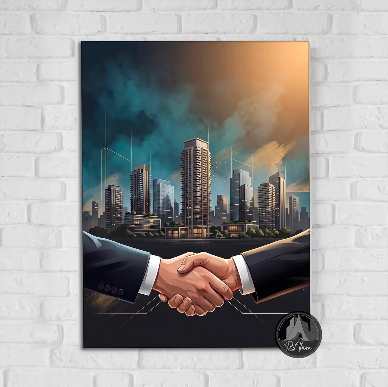 تابلو دکوراتیو املاک طرح قرارداد و دست دادن کد DA-8010 | مناسب دفتر مشاور املاک — تصویر ۴
