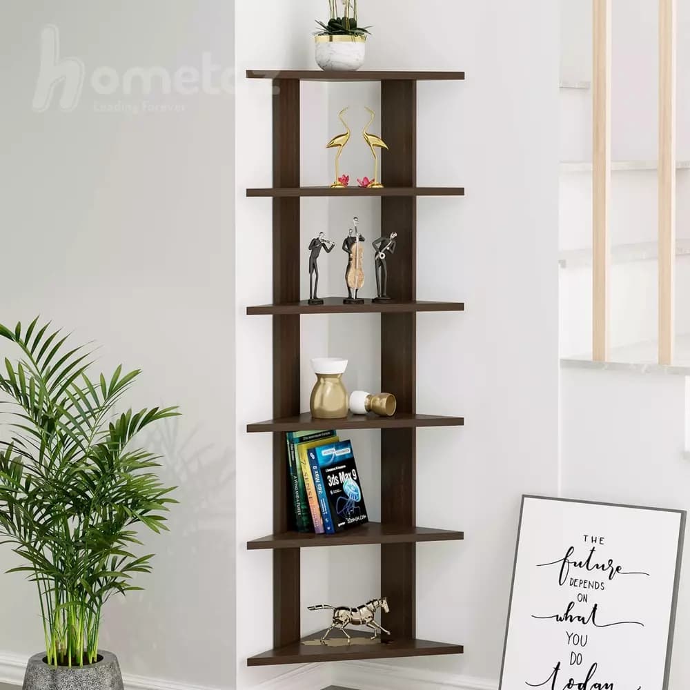 شلف دیواری mdf کنجی طرح چوب مدل ht2058