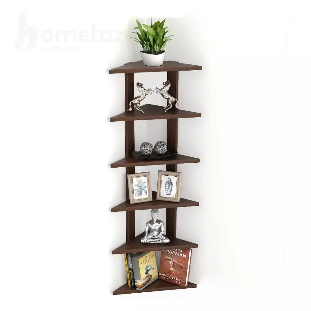 شلف دیواری mdf کنجی طرح چوب مدل ht2058 — تصویر ۳
