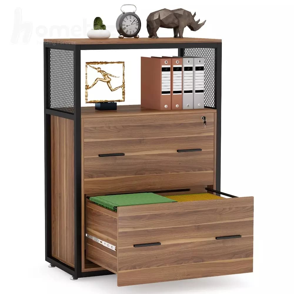 فایل 2 کشویی آهنی با چوب طبیعی یا ام دی اف مدل ht1756 — تصویر ۴