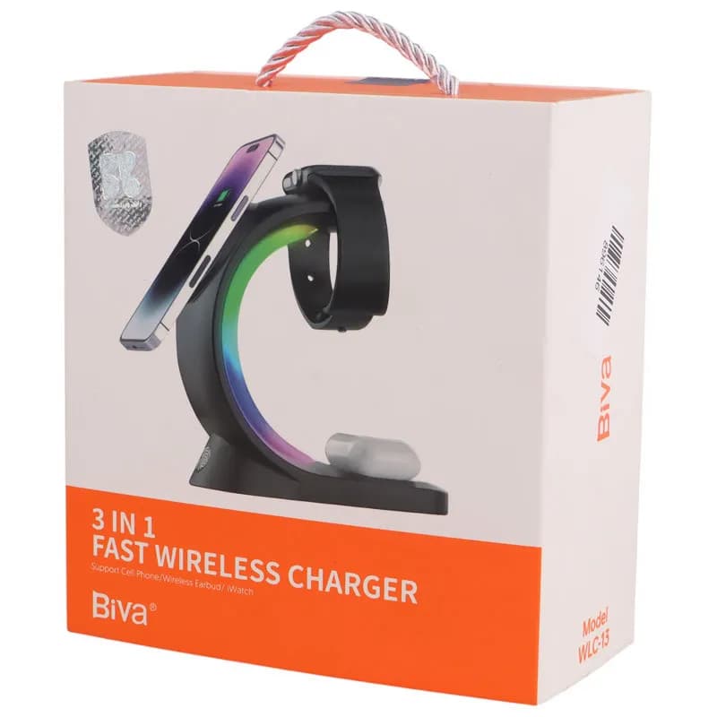 استند و شارژر وایرلس چندکاره مگنتی بیوا Biva WLC-13 3in1 Fast Wireless Charger با امکان شارژ اپل واچ — تصویر ۷