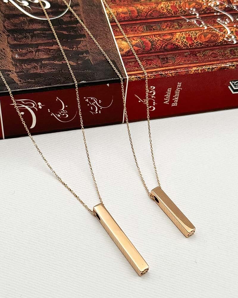گردنبند و پلاک طلا مدل مکعب عشق سایز بزرگ