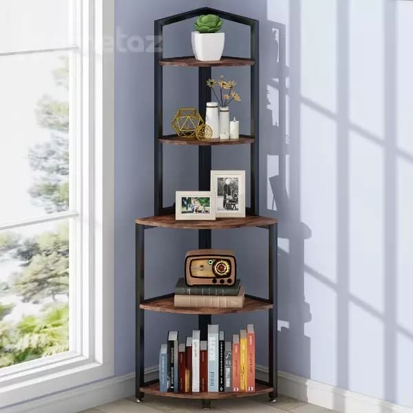 شلف و کتابخانه فلزی ایستاده با صفحه mdf یا چوب روس مدل ht1593