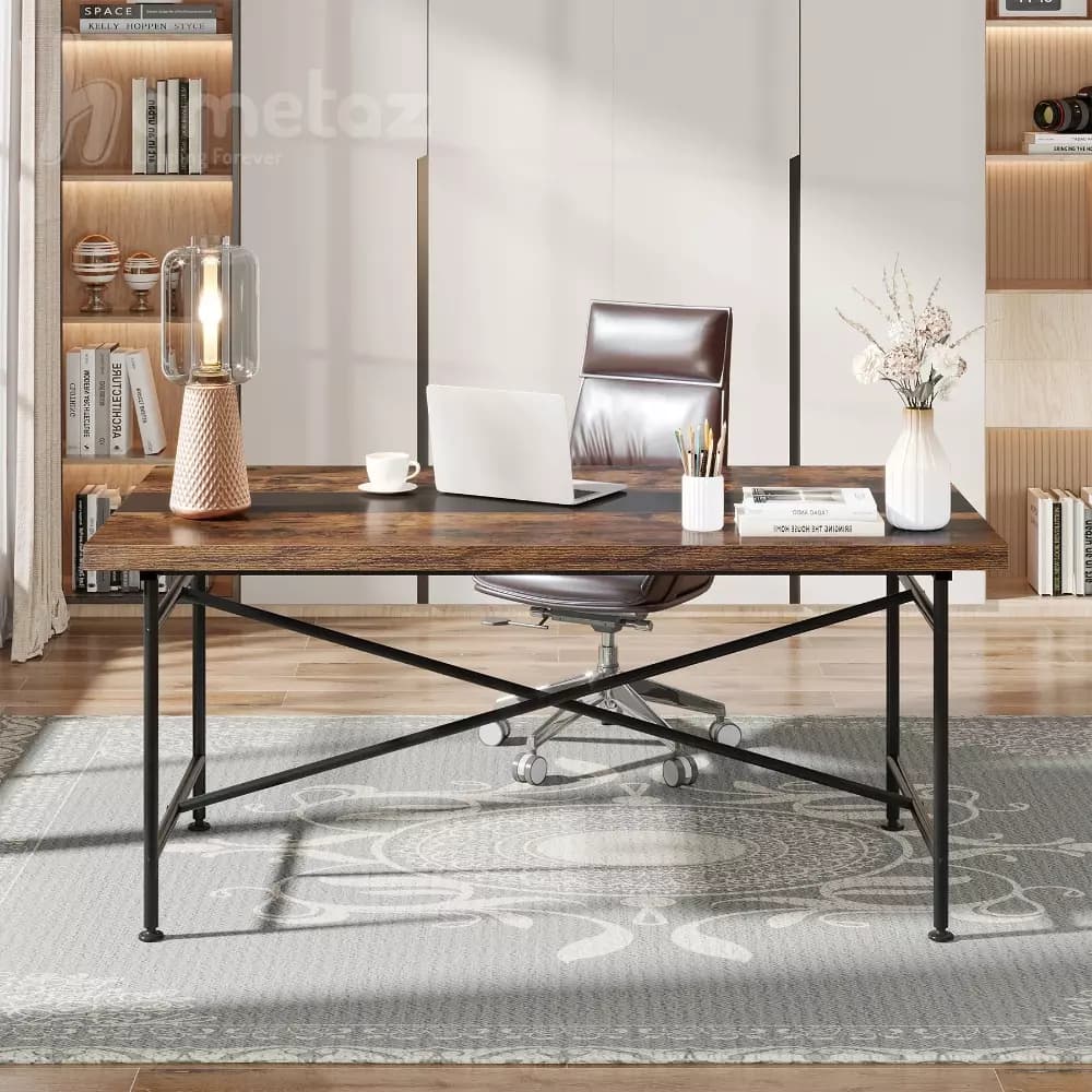میز مدیریت روستیک فلزی با صفحه mdf یا چوب طبیعی مدل ht1903 — تصویر ۲