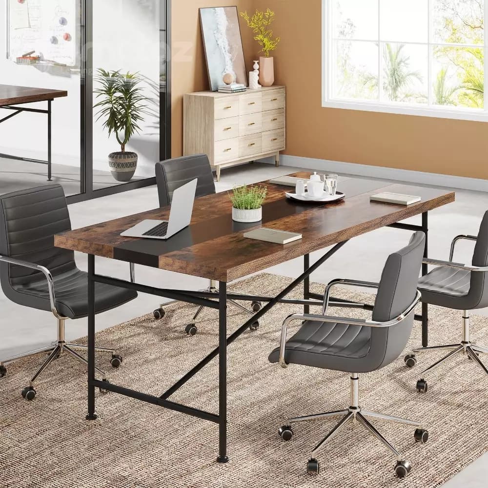 میز مدیریت روستیک فلزی با صفحه mdf یا چوب طبیعی مدل ht1903 — تصویر ۳