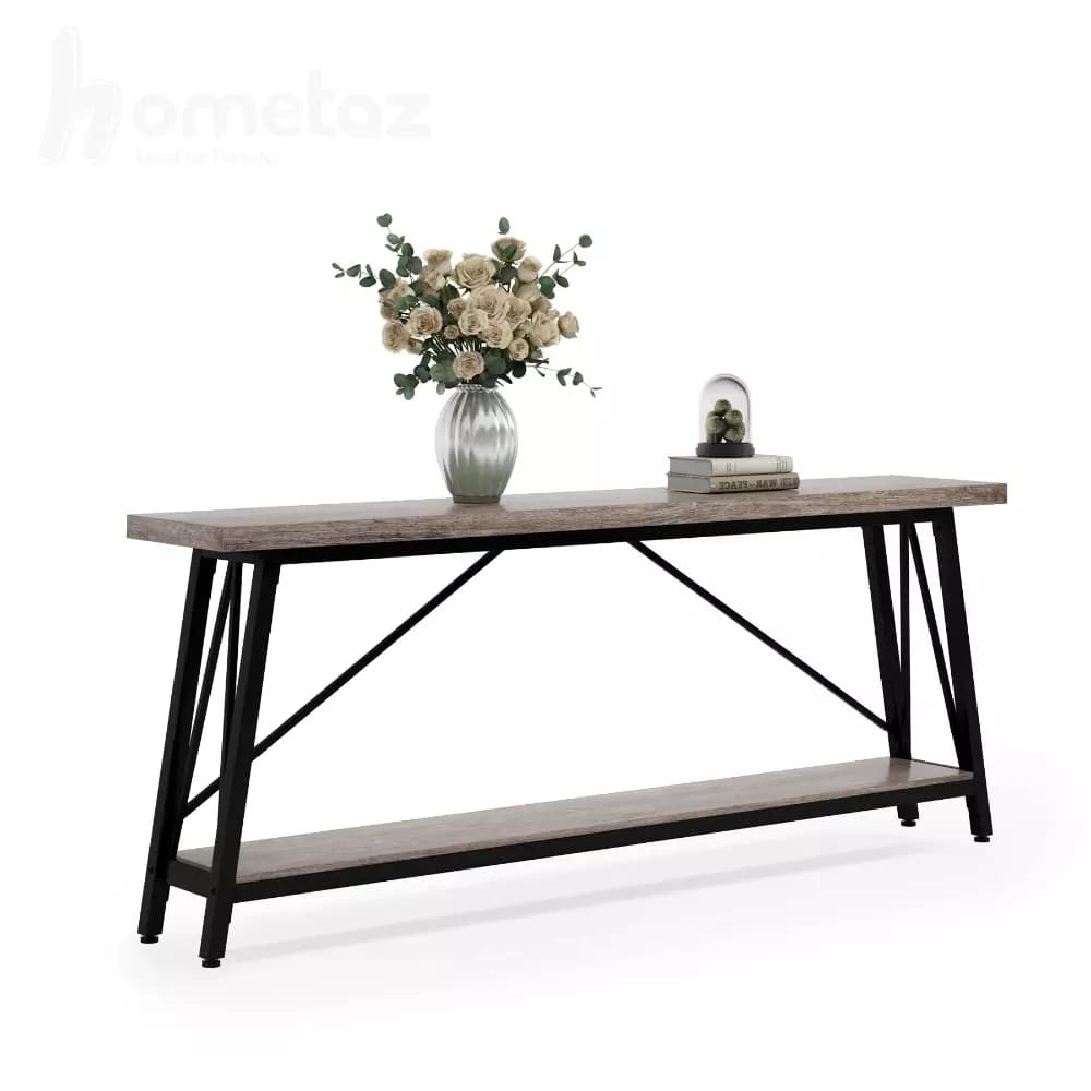 کنسول پایه فلزی دو طبقه با صفحات چوب یا mdf مدل ht1839 — تصویر ۶