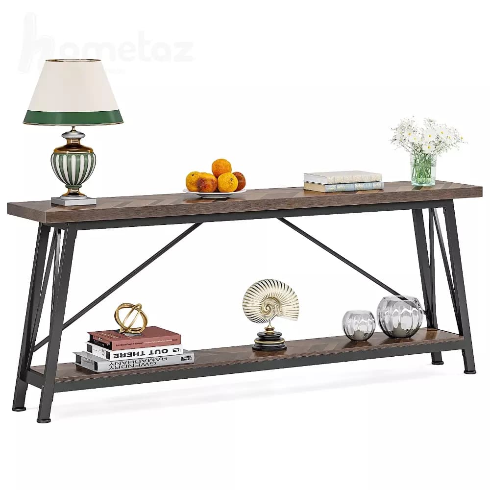 کنسول پایه فلزی دو طبقه با صفحات چوب یا mdf مدل ht1839 — تصویر ۷