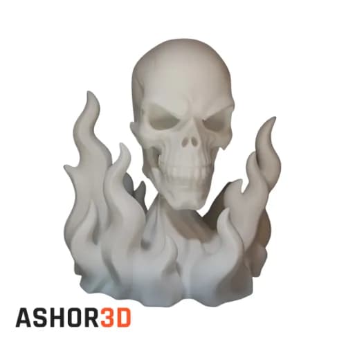 مجسمه دکوری جمجمه شعله‌ور پرینت سه بعدی | Ashor3D — تصویر ۲