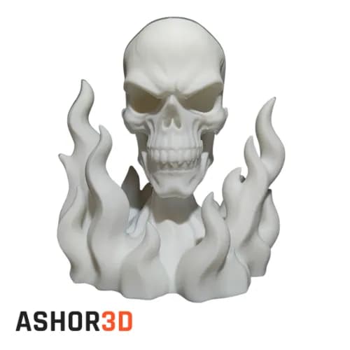 مجسمه دکوری جمجمه شعله‌ور پرینت سه بعدی | Ashor3D