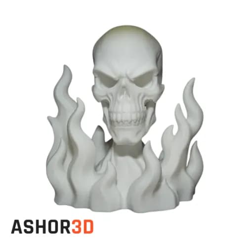 مجسمه دکوری جمجمه شعله‌ور پرینت سه بعدی | Ashor3D — تصویر ۳