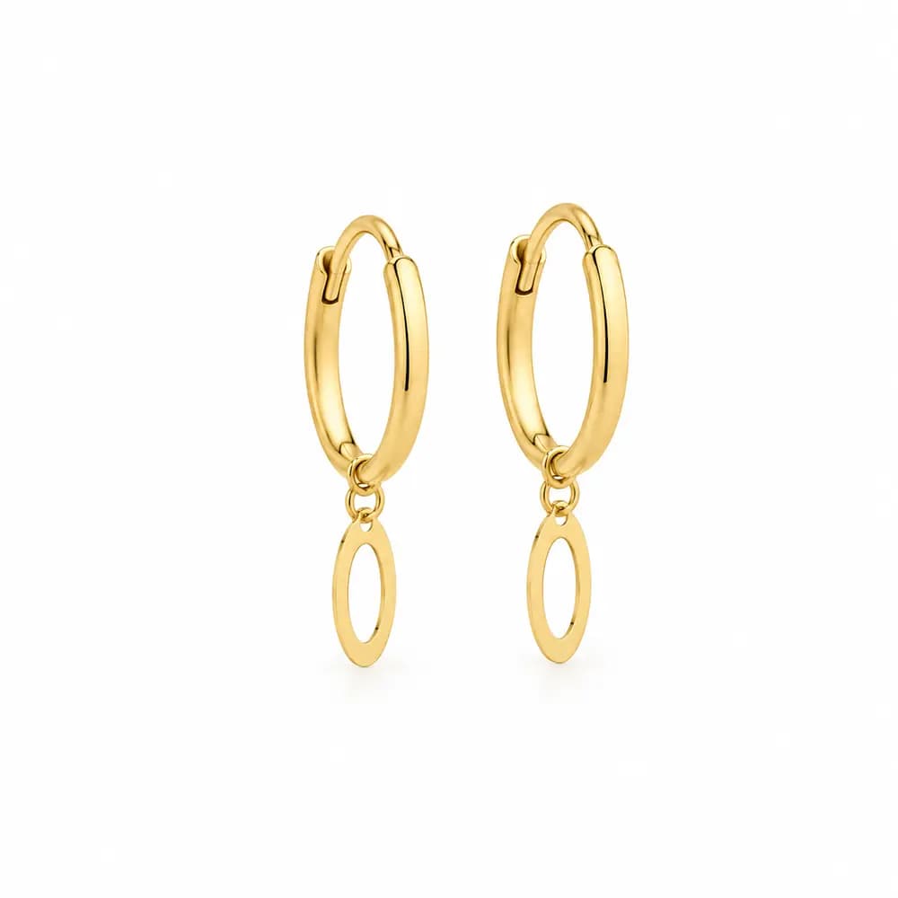 گوشواره آویز بیضی تو خالی — تصویر ۲