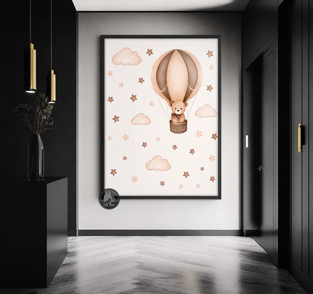 تابلو خرس تدی طرح بالن کد DA-6041 | مناسب اتاق نوزاد — تصویر ۳