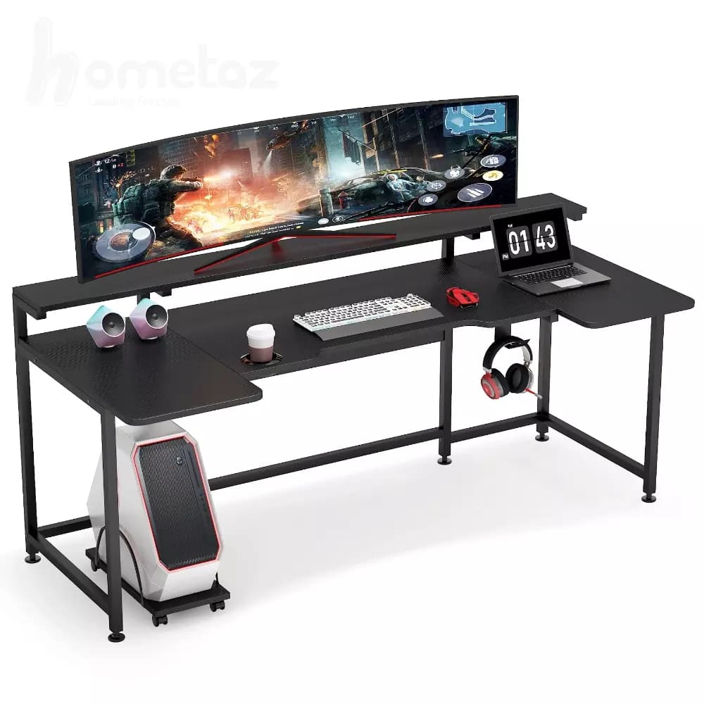 میز گیمینگ پایه آهن مشکی با صفحه mdf مدل ht1880 — تصویر ۵