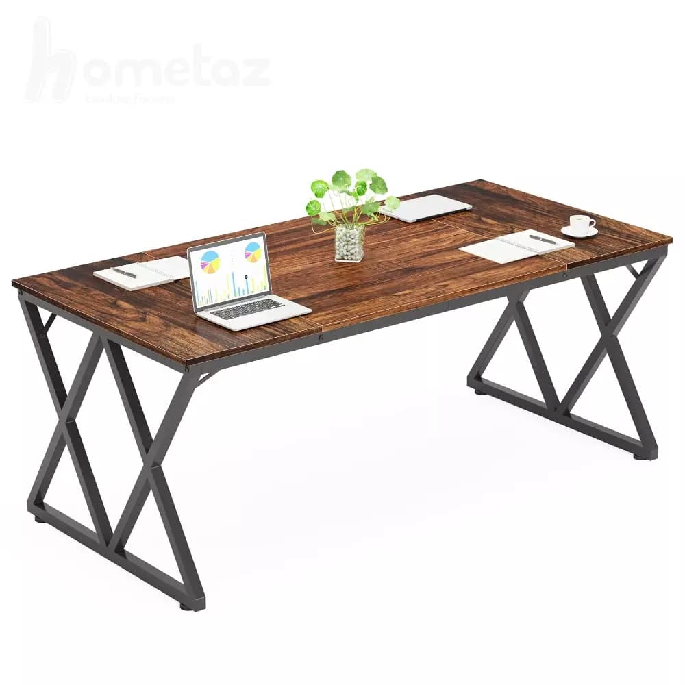 میز مدیریت آهنی با صفحه چوب طبیعی یا mdf مدل ht1896