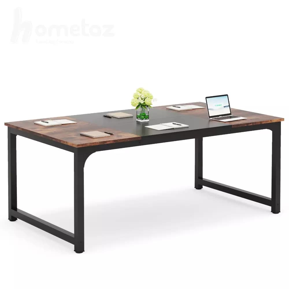 میز مدیریت فلزی با صفحه چوب یا ام دی اف طرح چوب مدل ht1894