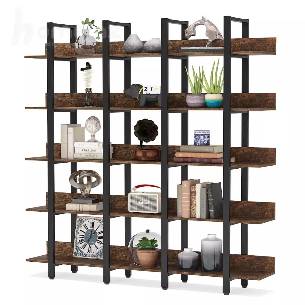 کتابخانه فلزی با صفحه چوب یا ام دی اف مدل ht1603