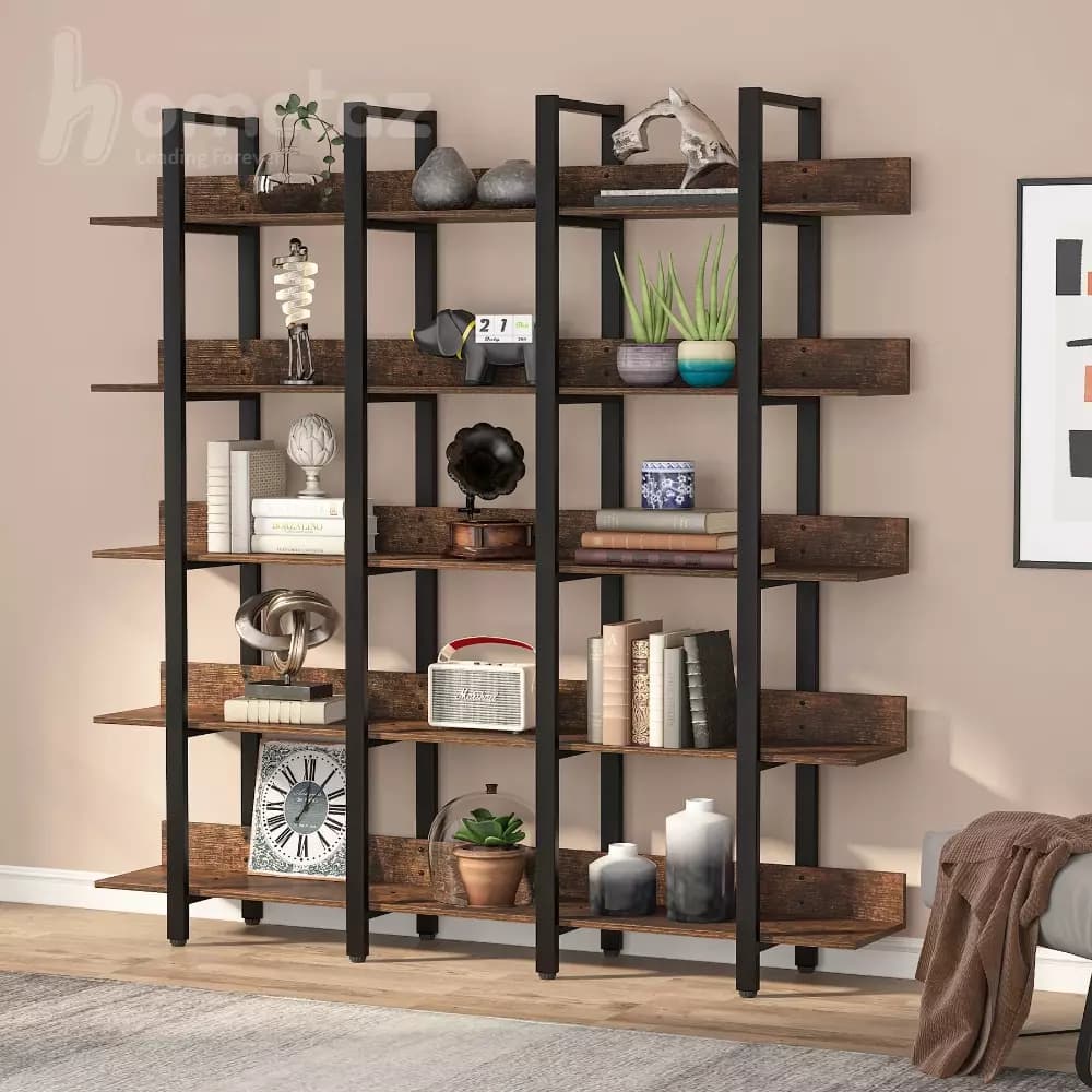 کتابخانه فلزی با صفحه چوب یا ام دی اف مدل ht1603 — تصویر ۳