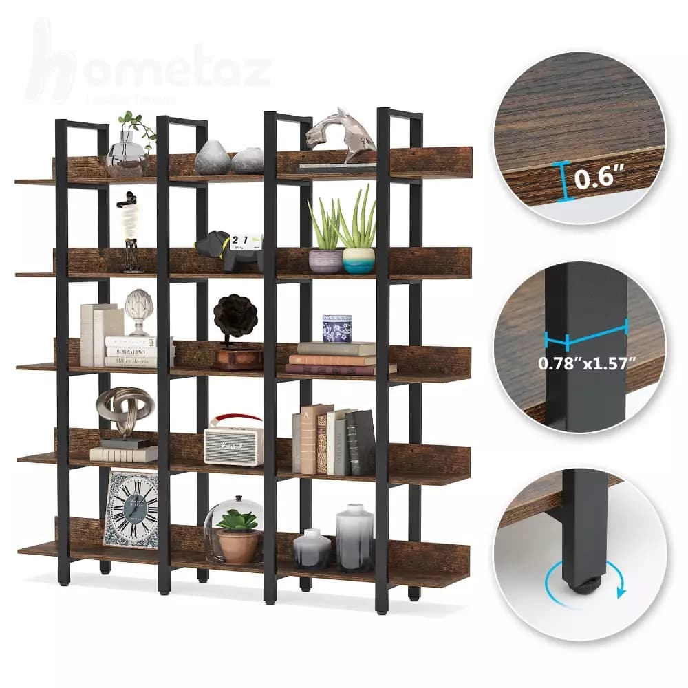 کتابخانه فلزی با صفحه چوب یا ام دی اف مدل ht1603 — تصویر ۵