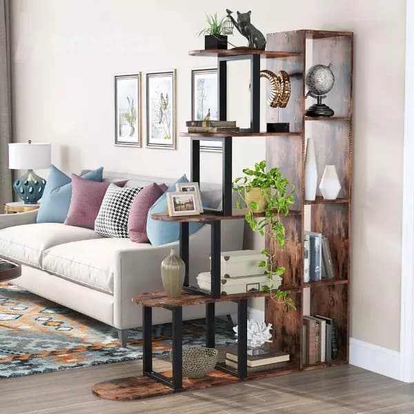 شلف و کتابخانه ایستاده چوبی فلزی مدل ht1605 — تصویر ۳
