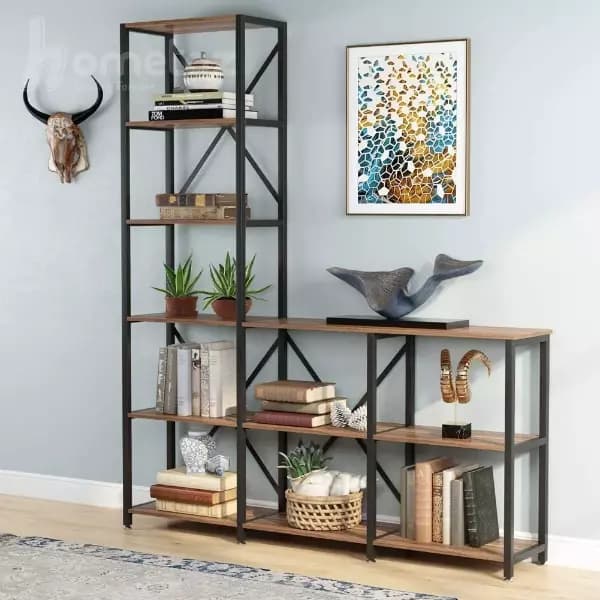 کتابخانه و شلف فلزی مشکی استاتیک مدل ht1585 — تصویر ۲