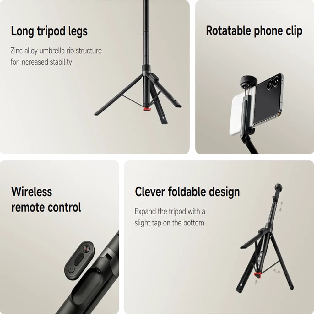 مونوپاد و سه پایه بلوتوثی شیائومی Mi Zoom Floor Selfie Stick Tripod XMBJZPG01YM — تصویر ۴