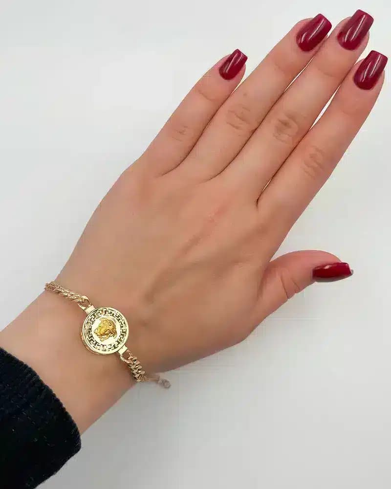 دستبند طلا اجرت پایین مدل ترکیب کارتیر و ورساچه — تصویر ۲